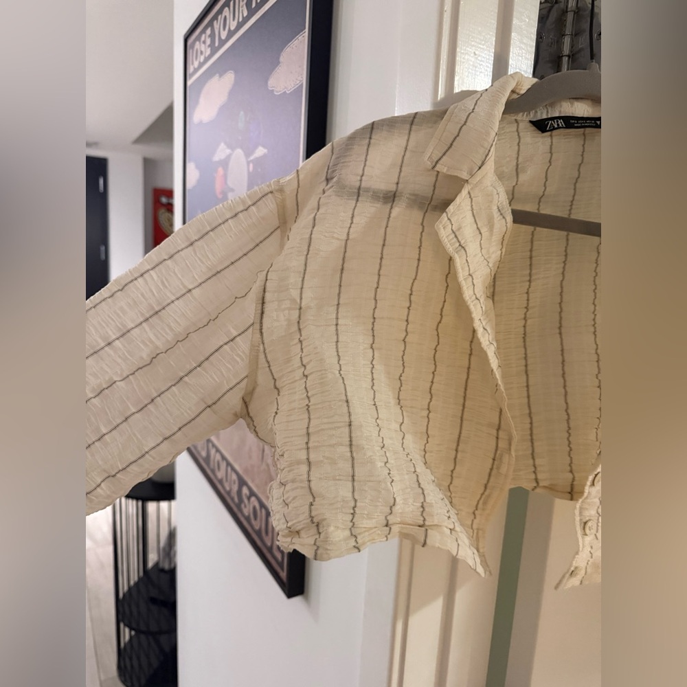Zara Cream and Black Striped Shirt and short - Picture 5 of 16
